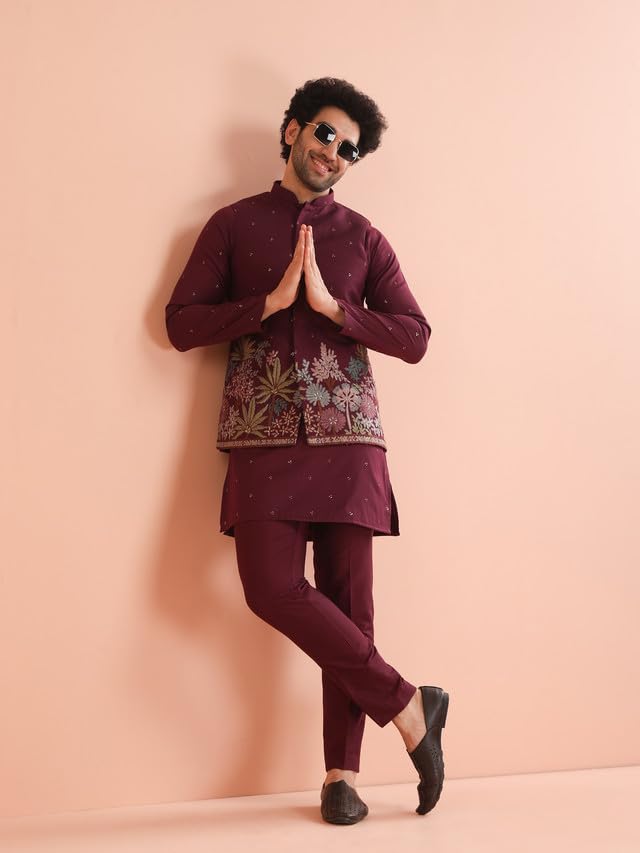 KISAH Nehru Jacket for Men – Embroidered Cotton Blend Modi Jacket | Ethnic & Formal Waist Coat for Weddings, Parties & Office Wear - Image 4
