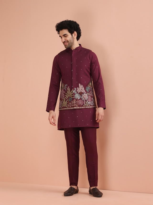 KISAH Nehru Jacket for Men – Embroidered Cotton Blend Modi Jacket | Ethnic & Formal Waist Coat for Weddings, Parties & Office Wear - Image 3