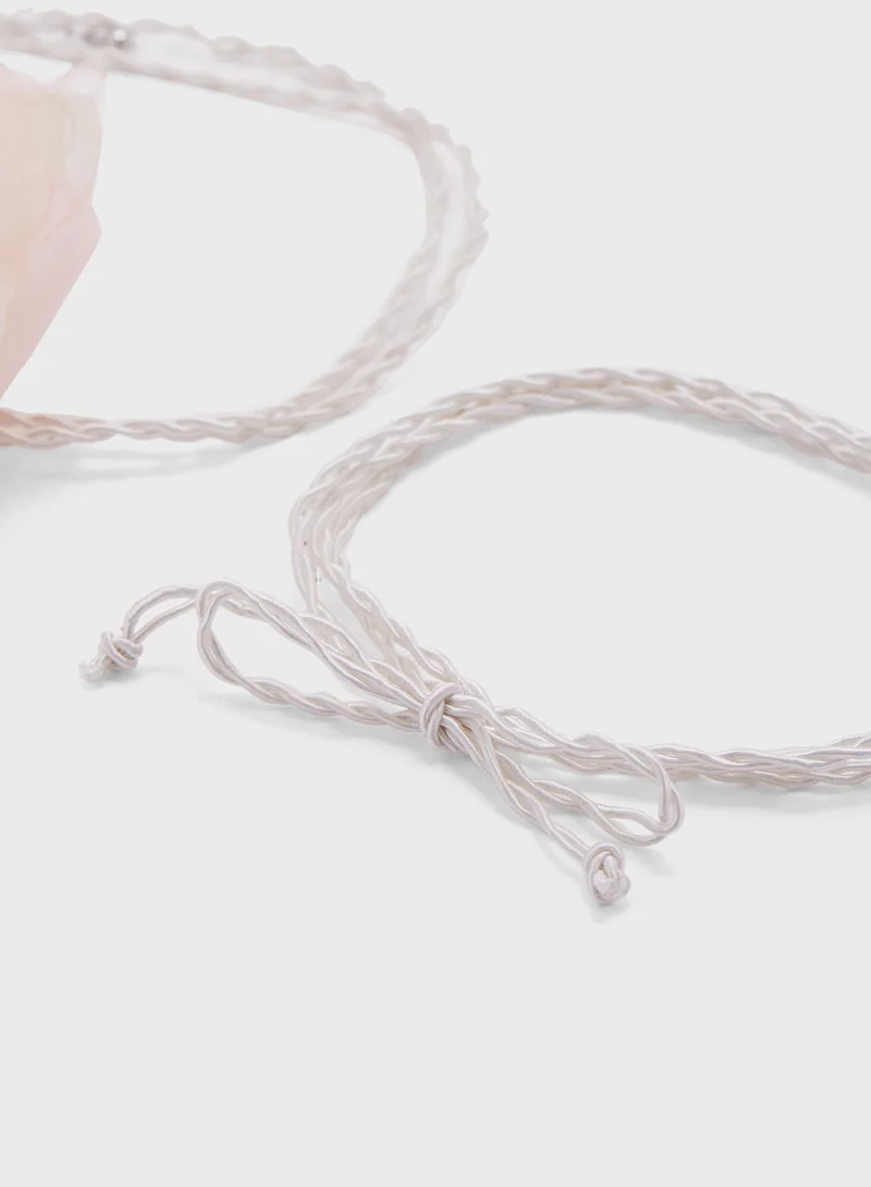 جينجر Oversized Floral Tie Up Choker Necklace
