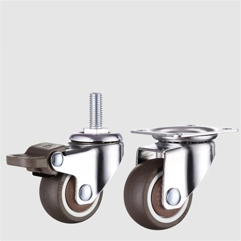 1 25 Inch Furniture Casters Wheels With Brake Swivel Rubber Castor Trolley E Brake - Image 3