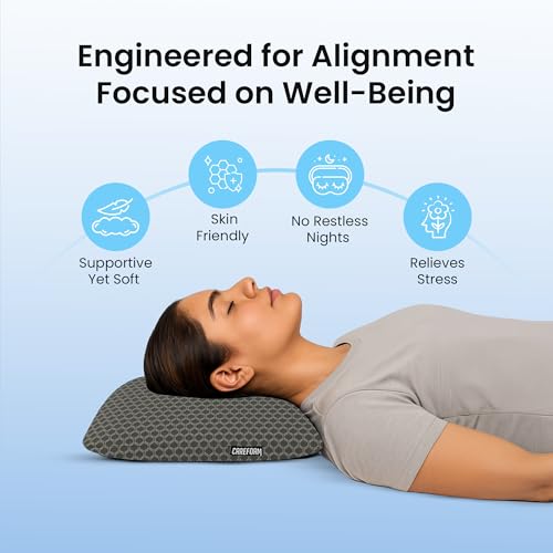CareFoam Orthopedic Memory Foam Pillow for Comfortable Sleep, Neck & Shoulder Pain Relief with Removable Zipper Black Jacquard Cover 20 x 13 x 4 Inch Pack of 2 - Image 2