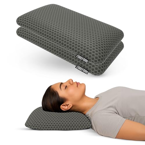 CareFoam Orthopedic Memory Foam Pillow for Comfortable Sleep, Neck & Shoulder Pain Relief with Removable Zipper Black Jacquard Cover 20 x 13 x 4 Inch Pack of 2 - Image 1