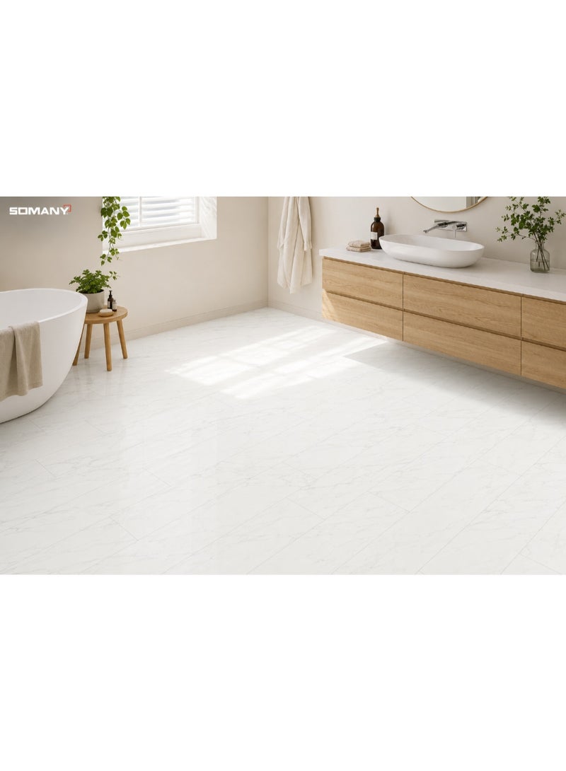 SOMANY Carara White 800x2600MM Quill Porcelain Tile – 15mm Thick Large Format Slab | Luxury White Marble Look Flooring | 2.08 SQM - Image 2