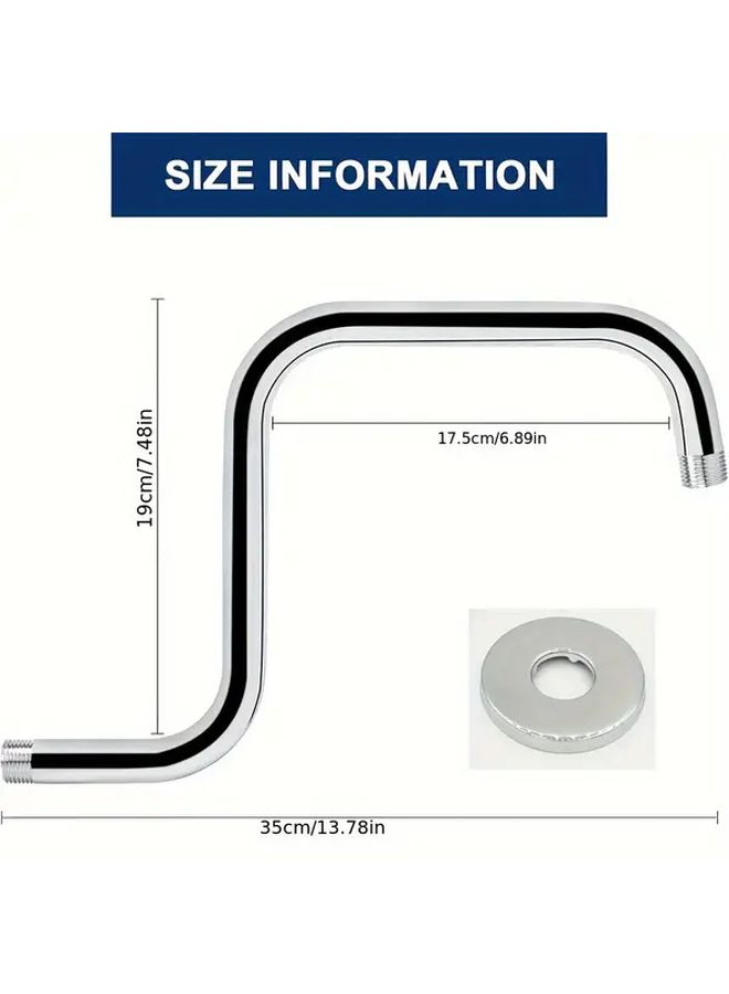 Silvery S Shaped High Rise Shower Head Extension Arm With Adjustable Flange - Image 2