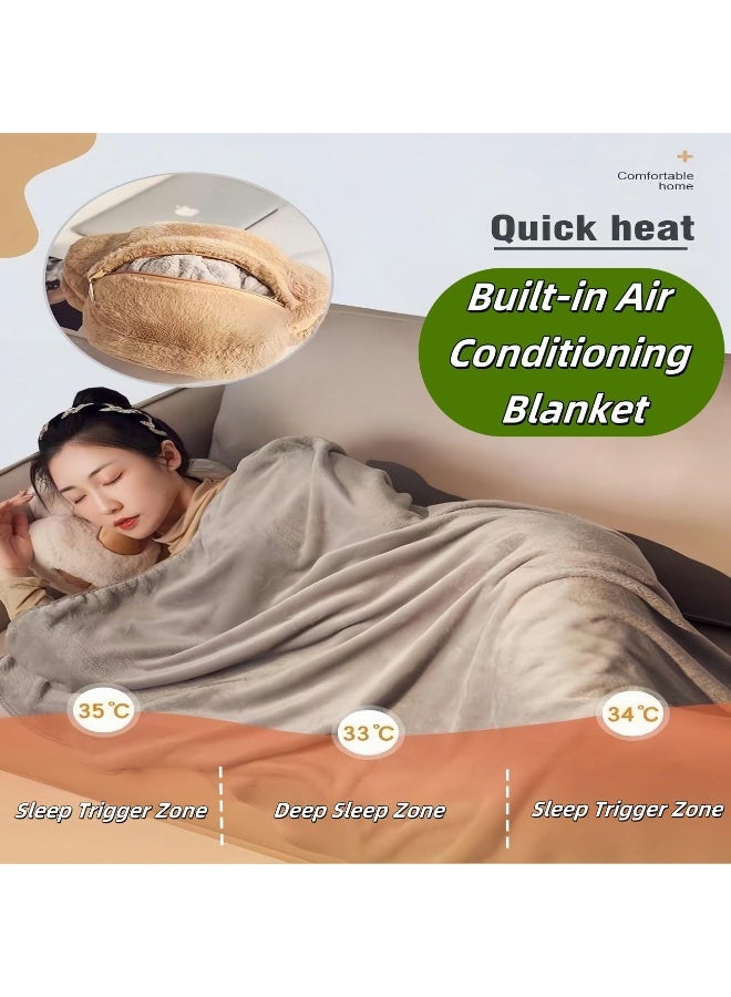 مجموعة وسادة وبطانية لطيفة على شكل مخلب قطة، بطانية قطيفة ووسادة على شكل مخلب قطة بتصميم دافئ لليد، مثالية للقيلولة والسفر والتخييم والمنزل والمكتب (بني) - Image 4