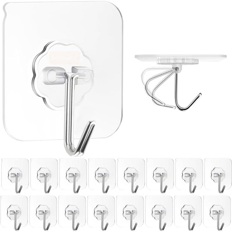 RISSOT 25Pack HeavyDuty SelfAdhesive Hooks Transparent Waterproof Oilproof PVC Wall Hooks for Kitchen Bathroom Shower Door Outdoor Utility Use 25 Pcs - Image 1