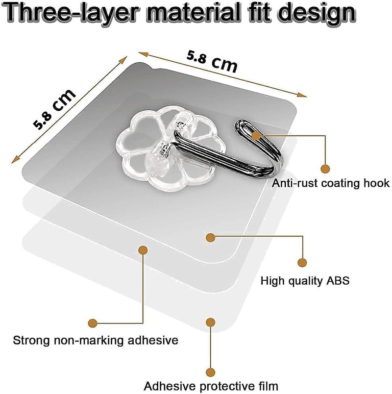 RISSOT 25Pack HeavyDuty SelfAdhesive Hooks Transparent Waterproof Oilproof PVC Wall Hooks for Kitchen Bathroom Shower Door Outdoor Utility Use 25 Pcs - Image 5