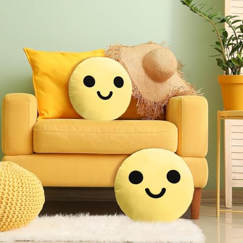 AVS Soft Cute Smile Face Pillow with Fibre Filling Set of 2 | Smiley Cushion Emoji Pillow Gift for Boyfriend, Girlfriend | Cushion Use in Car, Kids & Girls Room (9 Inches) (Yellow) - Image 4