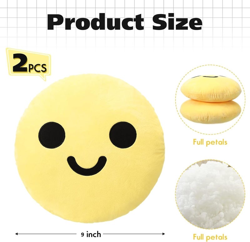 AVS Soft Cute Smile Face Pillow with Fibre Filling Set of 2 | Smiley Cushion Emoji Pillow Gift for Boyfriend, Girlfriend | Cushion Use in Car, Kids & Girls Room (9 Inches) (Yellow) - Image 3