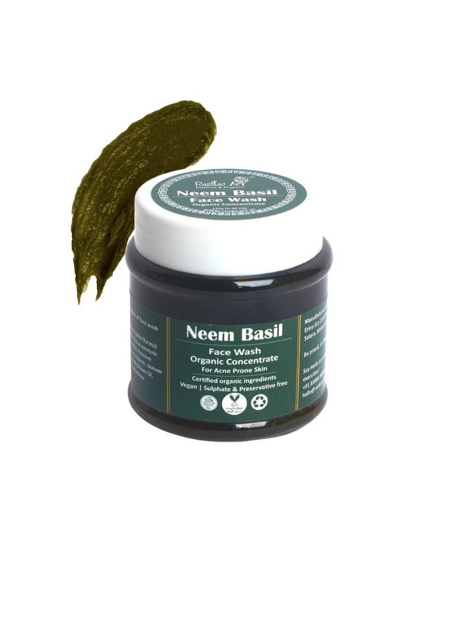 Rustic Art Organic Neem Basil Face Wash Concentrate | Anti Acne, Sulphate Free Cleanser For Women & Men | 125G - Image 1