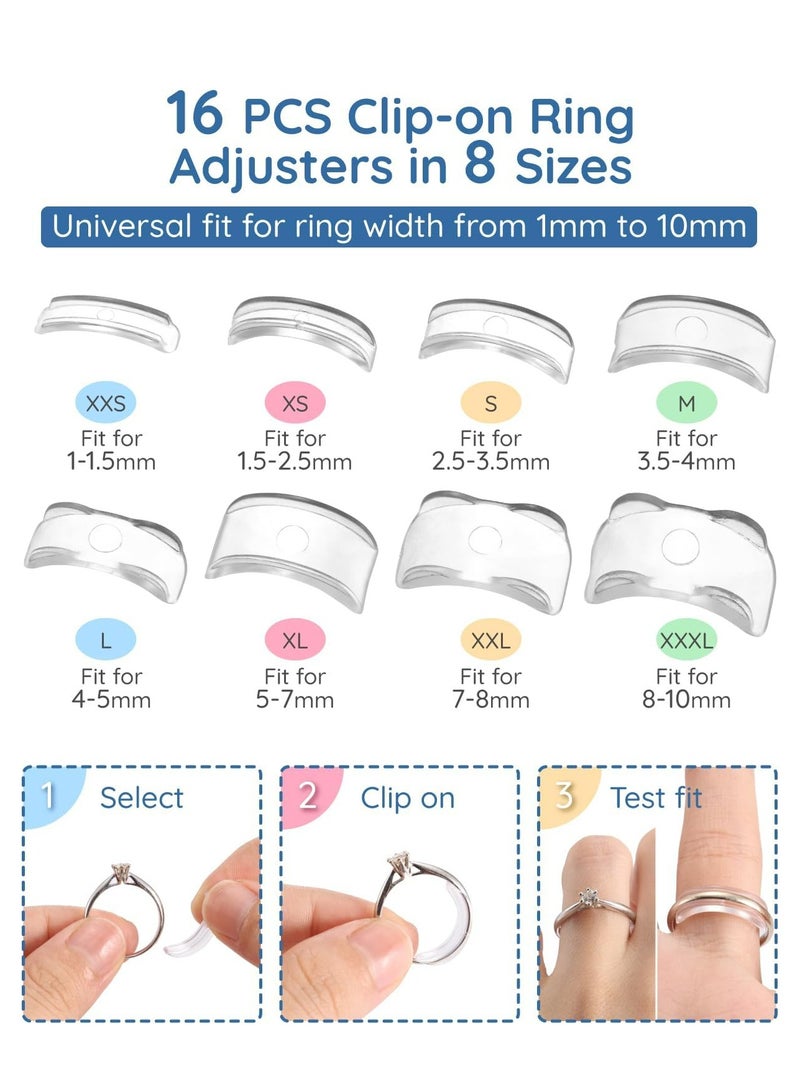 CMGTYYD 31 Pcs Ring Size Adjuster with Ring Size Measuring Tool for Loose Rings, Plug-in Invisible Ring Spiral, Fit Any Rings Sizes  - Image 2