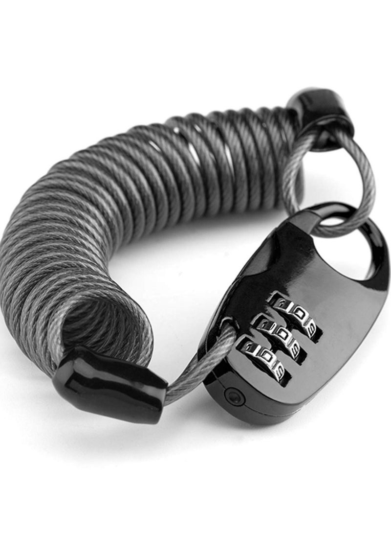 Excefore قفل خوذة دراجة كابل صغير للدراجات النارية مضاد للسرقة قفل دراجات محمول 3 أرقام قابل لإعادة الضبط للسفر والأمتعة - Image 1