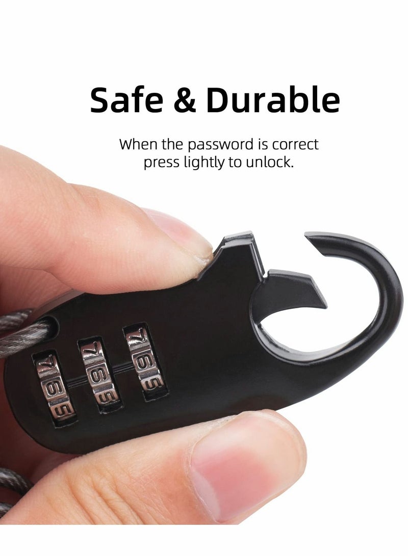 Excefore قفل خوذة دراجة كابل صغير للدراجات النارية مضاد للسرقة قفل دراجات محمول 3 أرقام قابل لإعادة الضبط للسفر والأمتعة - Image 5