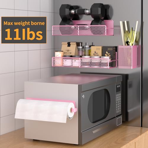 DTUQYX Magnetic Spice Rack for Refrigerator, 7 Pack Metal Magnetic Shelf, Moveable Magnetic Storage Fridge Organizer Pink, Spice Organizer, Hook Rack, Paper Towel Holder, Cutting Board Holder, HM5470 - Image 4