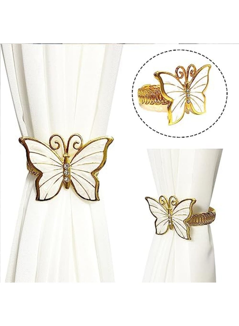 SYOSI Butterfly Curtain Tiebacks, Gold Decorative Curtain Holders, Elegant Metal Buckle Clips for Drapes, Window Curtains, Home, Office, Cafe, Balcony, Lovely Butterfly Design, 2PCS, Gold - Image 2