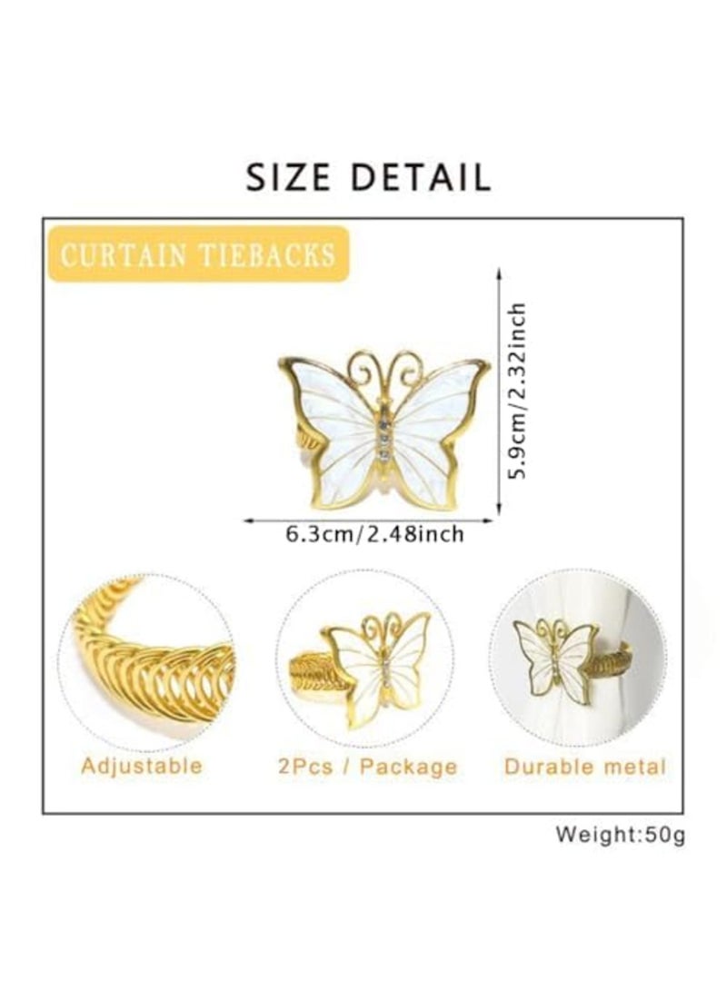 SYOSI Butterfly Curtain Tiebacks, Gold Decorative Curtain Holders, Elegant Metal Buckle Clips for Drapes, Window Curtains, Home, Office, Cafe, Balcony, Lovely Butterfly Design, 2PCS, Gold - Image 5