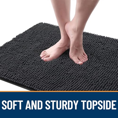 OLANLY Dog Door Mat for Muddy Paws 36x24, Absorbs Moisture and Dirt, Absorbent Non-Slip Washable Doormat, Quick Dry Chenille Mud Mat for Dogs, Entry Indoor Entryway Carpet for Inside Floor, Dark Grey - Image 5