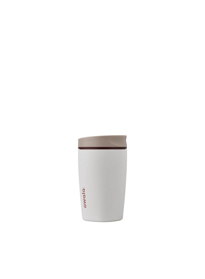 Owala Owala SmoothSip Slider Insulated Stainless Steel Coffee Tumbler, Reusable Iced Coffee Cup, Hot Coffee Travel Mug, BPA Free 12 oz, Tan/White (Vanilla Bean)  - Image 1