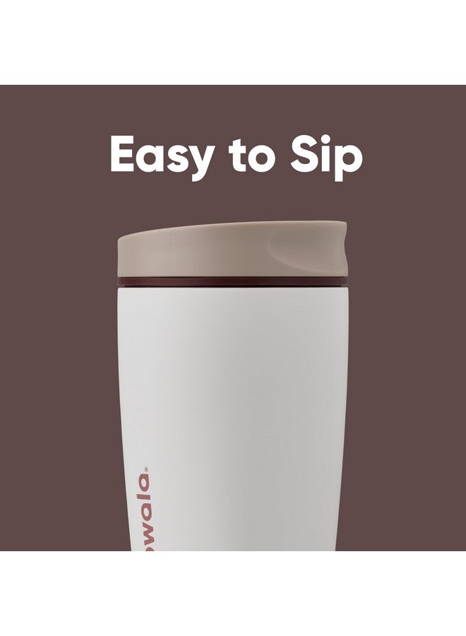 Owala Owala SmoothSip Slider Insulated Stainless Steel Coffee Tumbler, Reusable Iced Coffee Cup, Hot Coffee Travel Mug, BPA Free 12 oz, Tan/White (Vanilla Bean)  - Image 2