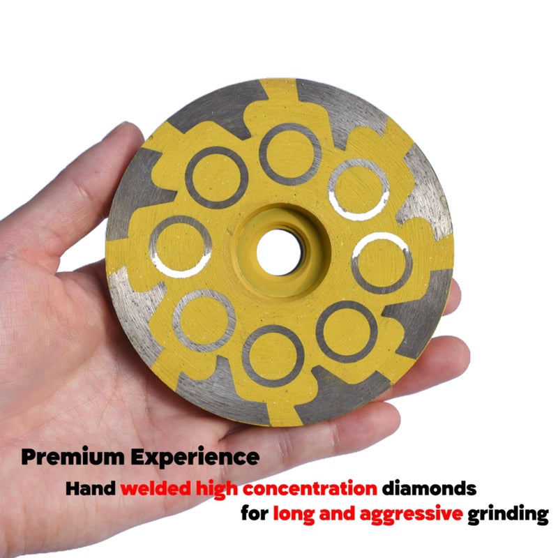 Actintool 4 in.x 5/8-11 in. No Bouncing Resin Filling Diamond Cup Grinding Wheel for Concrete Stone Surface Grinding, T Segments Smooth Chip Free Diamond Grinding Wheel - Image 3