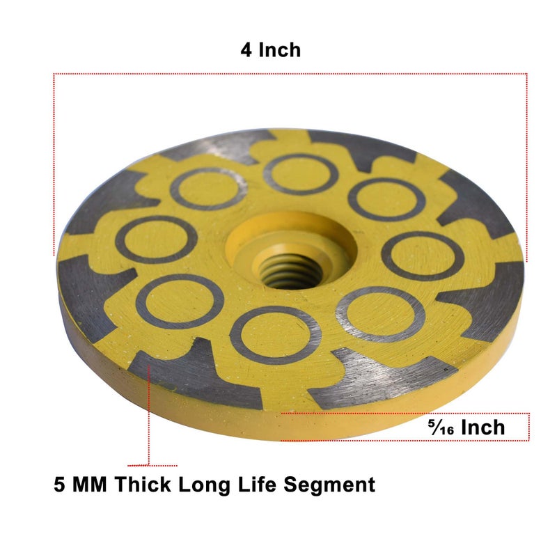 Actintool 4 in.x 5/8-11 in. No Bouncing Resin Filling Diamond Cup Grinding Wheel for Concrete Stone Surface Grinding, T Segments Smooth Chip Free Diamond Grinding Wheel - Image 4
