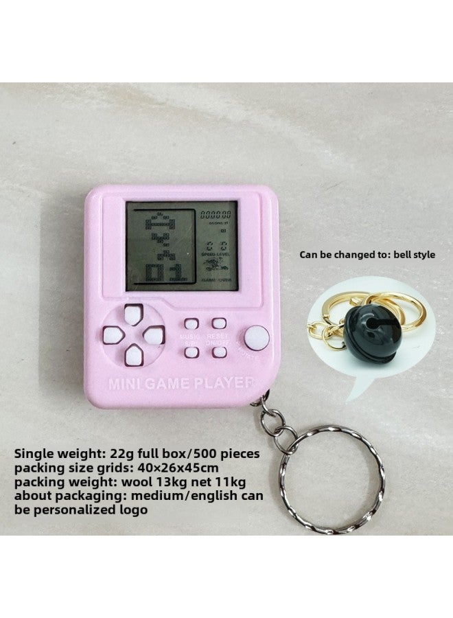 Handheld Mini Game Machine Toy Tetris Game Machine Nostalgia Classic Game Machine Gift Keychain-Color:Marca Powder  - Image 1
