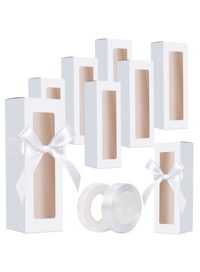 meiqidi 10 Pcs Tumbler Gift Box, Tumbler Boxes with Ribbon and Window, Large White Gift Box for 12oz/16oz/20oz Tumbler, 9.6x3.35x3.35 Inch - Image 1