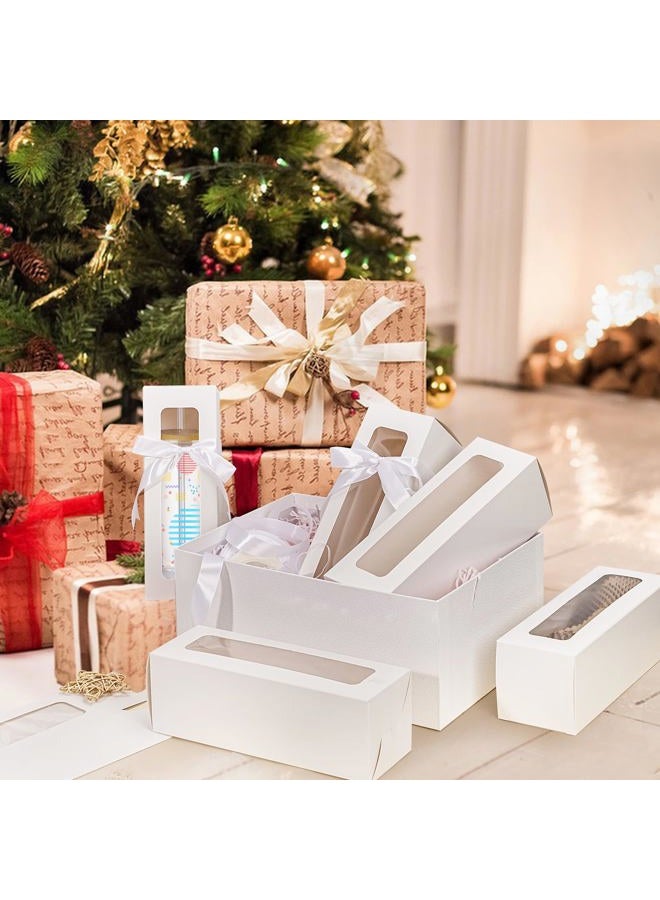 meiqidi 10 Pcs Tumbler Gift Box, Tumbler Boxes with Ribbon and Window, Large White Gift Box for 12oz/16oz/20oz Tumbler, 9.6x3.35x3.35 Inch - Image 2