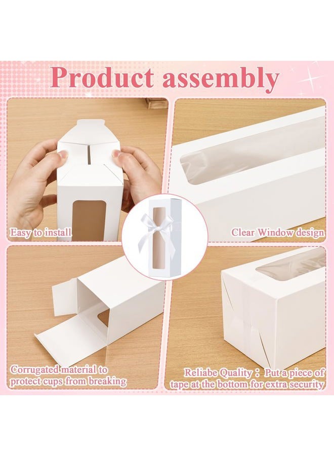 meiqidi 10 Pcs Tumbler Gift Box, Tumbler Boxes with Ribbon and Window, Large White Gift Box for 12oz/16oz/20oz Tumbler, 9.6x3.35x3.35 Inch - Image 4