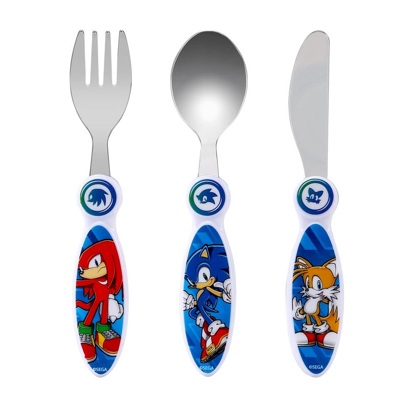 Zawadi Global Sonic The Hedgehog Childrens Kids 3pcs Cutlery Set  KnifeForkSpoon