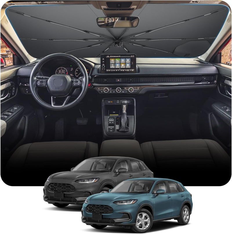 Compatible with Honda HR-V HRV 2022-2025 Sun Protection for Windscreen, Automatic Foldable Pull Cord Parasol, Fibreglass Skeleton, UV Protection, Heat Protection, HR-V Accessories - Image 1