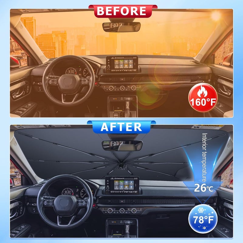 Compatible with Honda HR-V HRV 2022-2025 Sun Protection for Windscreen, Automatic Foldable Pull Cord Parasol, Fibreglass Skeleton, UV Protection, Heat Protection, HR-V Accessories - Image 3
