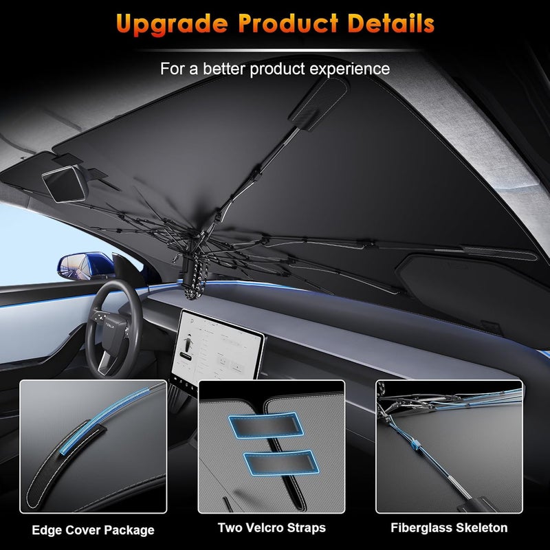 Compatible with Honda HR-V HRV 2022-2025 Sun Protection for Windscreen, Automatic Foldable Pull Cord Parasol, Fibreglass Skeleton, UV Protection, Heat Protection, HR-V Accessories - Image 5