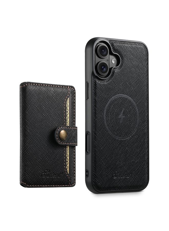 Suteni Case For iPhone 16 Plus H20 Cross-Grain MagSafe Horizontal Card Bag Back Phone Case - Image 1