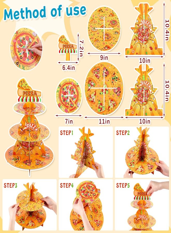 Singhoow 3 Tier Pizza Party Cupcake Stand Turtle Birthday Cupcake Holder Pizza Party Decoration Supplies - Image 2