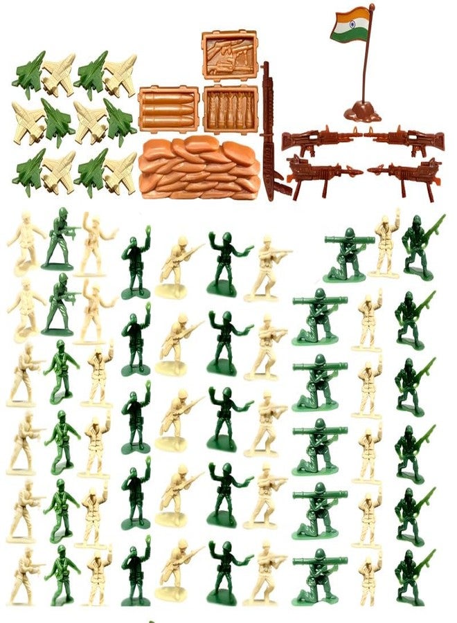 BABRO - Military Battle Play Set with 44 Soldiers, 10 Fighter Jets, 5Guns, Flag, Wall & 3 Boxes | Plastic Army Men Toy Set for Kids | Action Combat War Playset - Image 1
