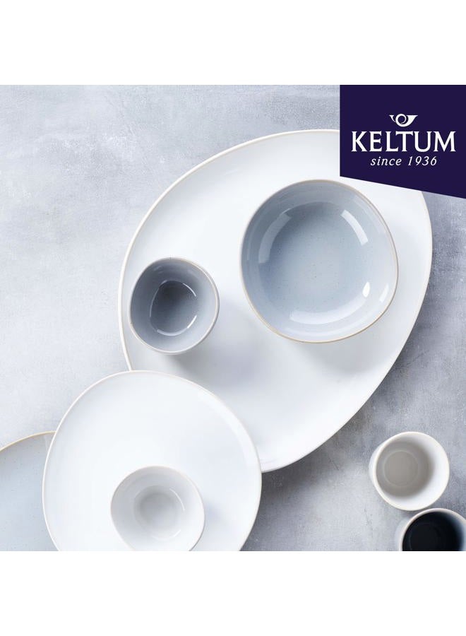 Keltum Cotton White Glazed Stoneware Serving Plate, 15" - Image 3