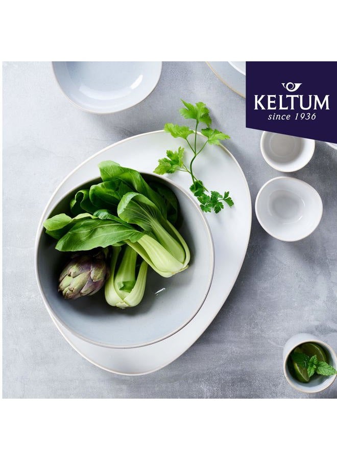Keltum Cotton White Glazed Stoneware Serving Plate, 15" - Image 2