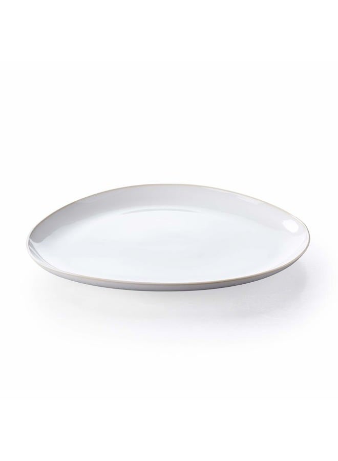 Keltum Cotton White Glazed Stoneware Serving Plate, 15" - Image 1