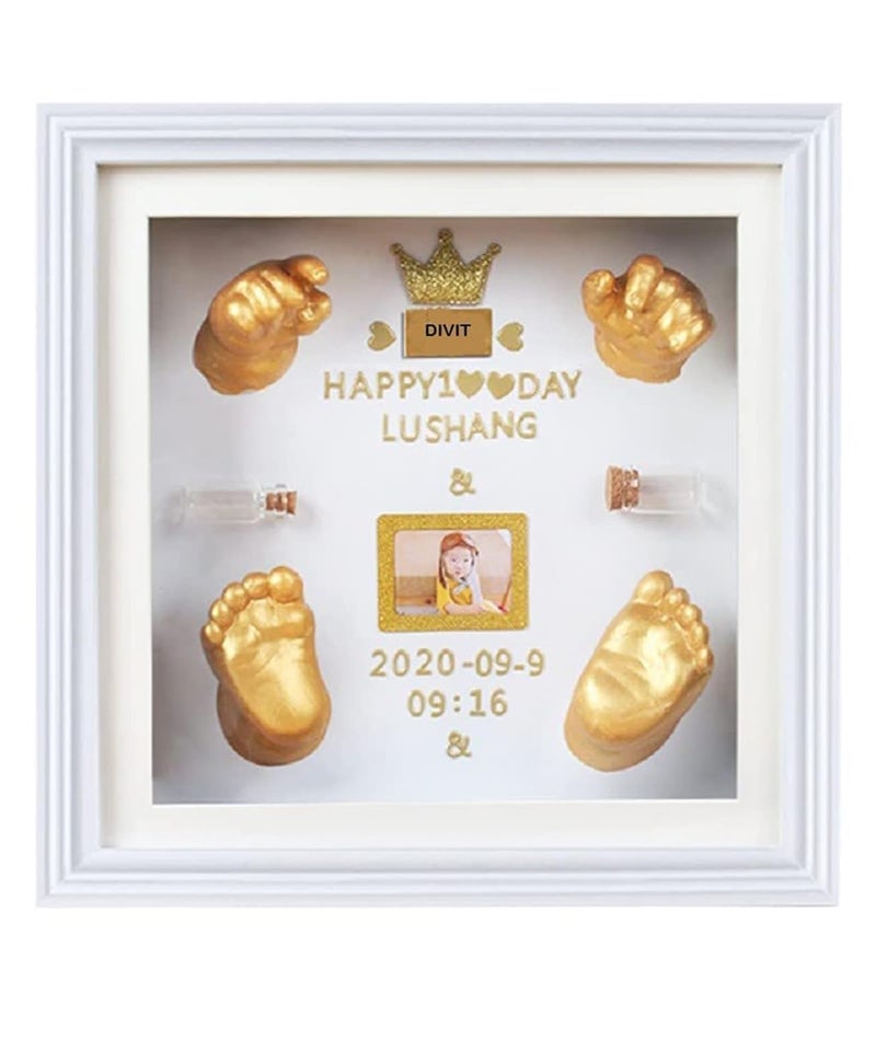 BABIES BLOOM Newborn Baby Handprint & Footprint DIY 3D Casting Frame with Baby Gifting Baby Shower Name Ceremony (Casting/Moulding Material Included) - Image 1