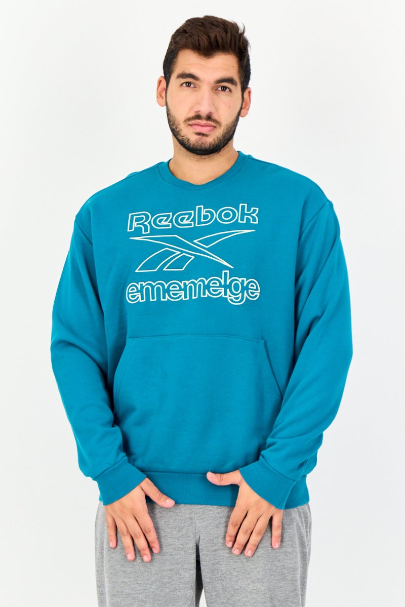 Reebok Men Sportswear Fit Long Sleeve Outdoor Sweatshirt, Teal Green - Image 1