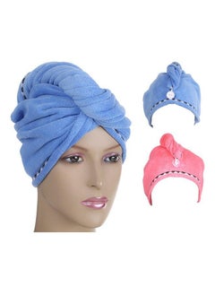 Generic Pack of 2 Hair Towel Set Blue/Pink  - Image 2