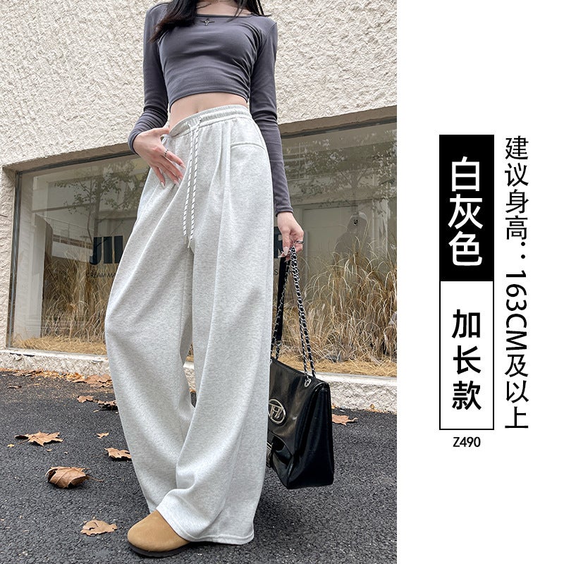 fleece-lined Thickened Sports Pants Womens Autumn and Winter 2024 New Lazy Style Design Small Style High Waist High Waist Red tall  - Image 2