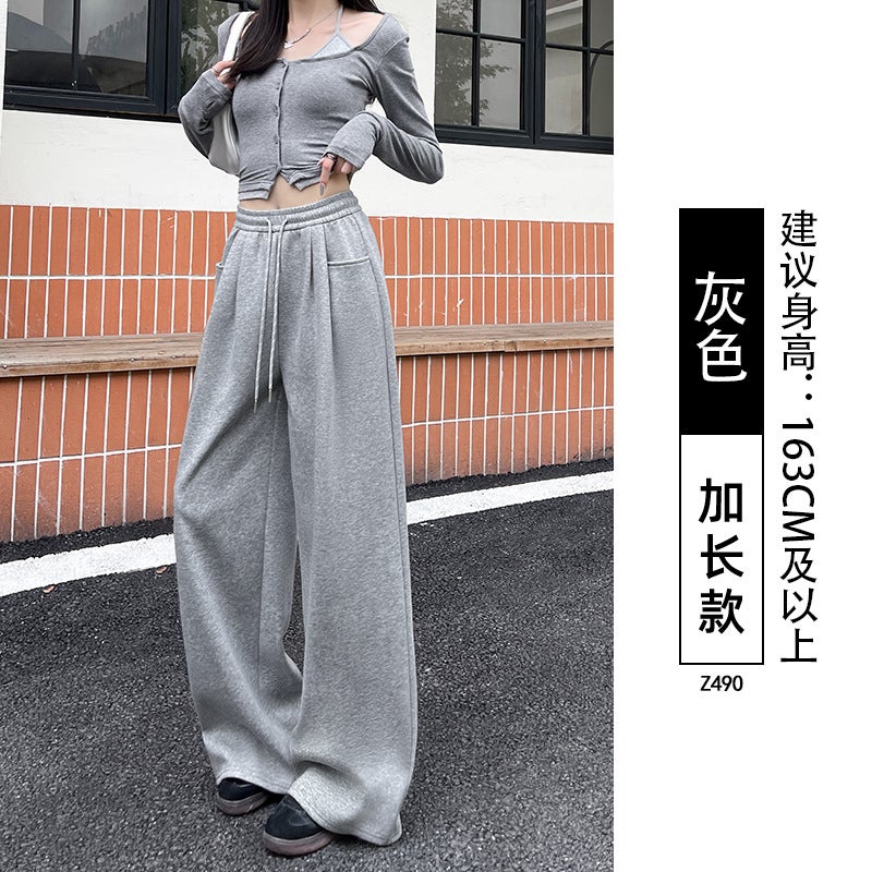fleece-lined Thickened Sports Pants Womens Autumn and Winter 2024 New Lazy Style Design Small Style High Waist High Waist Red tall  - Image 3