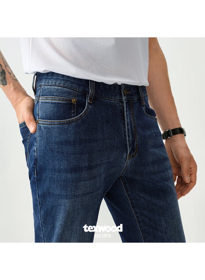 Texwood Apple Denim Jeans For Men New Style, Casual Business Commute Straight-leg Men's Jeans, Medium Blue, Size 36 - Image 2