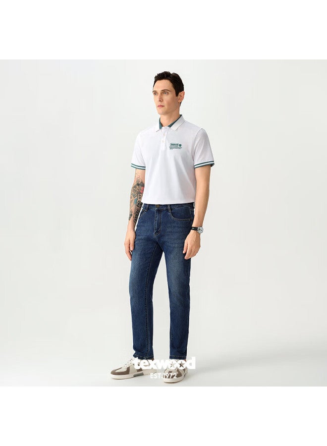 Texwood Apple Denim Jeans For Men New Style, Casual Business Commute Straight-leg Men's Jeans, Medium Blue, Size 36 - Image 4