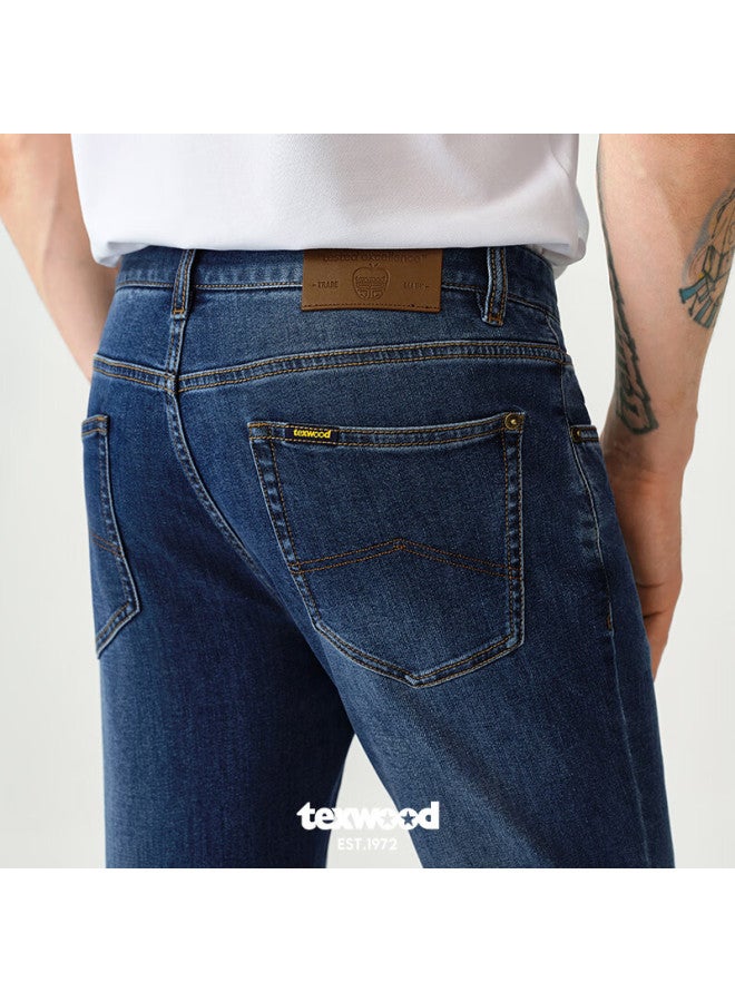 Texwood Apple Denim Jeans For Men New Style, Casual Business Commute Straight-leg Men's Jeans, Medium Blue, Size 36 - Image 3