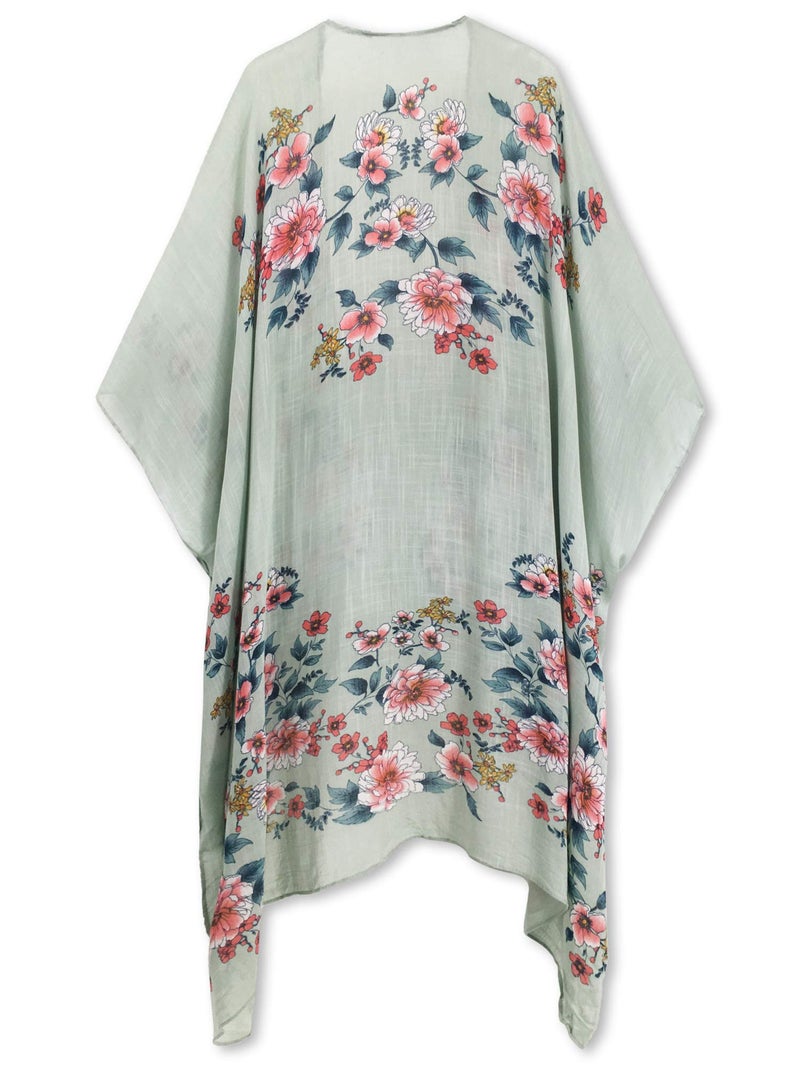 Moss Rose Women's Beach Cover up Swimsuit Kimono with Bohemian Floral Print, Loose Casual Resort Wear - Image 3