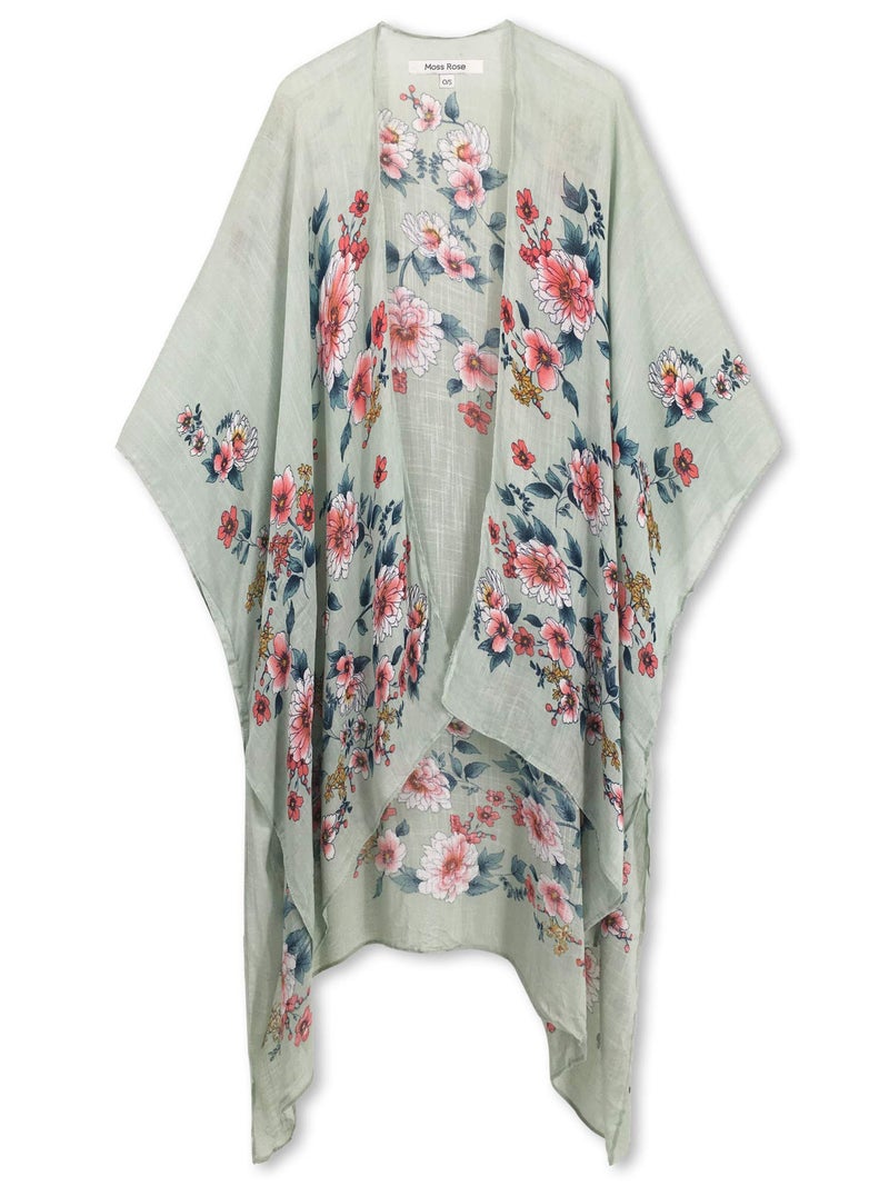 Moss Rose Women's Beach Cover up Swimsuit Kimono with Bohemian Floral Print, Loose Casual Resort Wear - Image 2