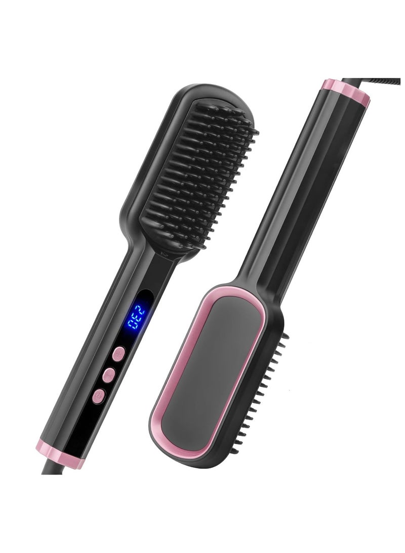 Hair Straightener Brush Hair Straightener Comb Straightening Brush with Negative Ionic for Women Fast Heating with 8 Temps  Dual Voltage - Image 1